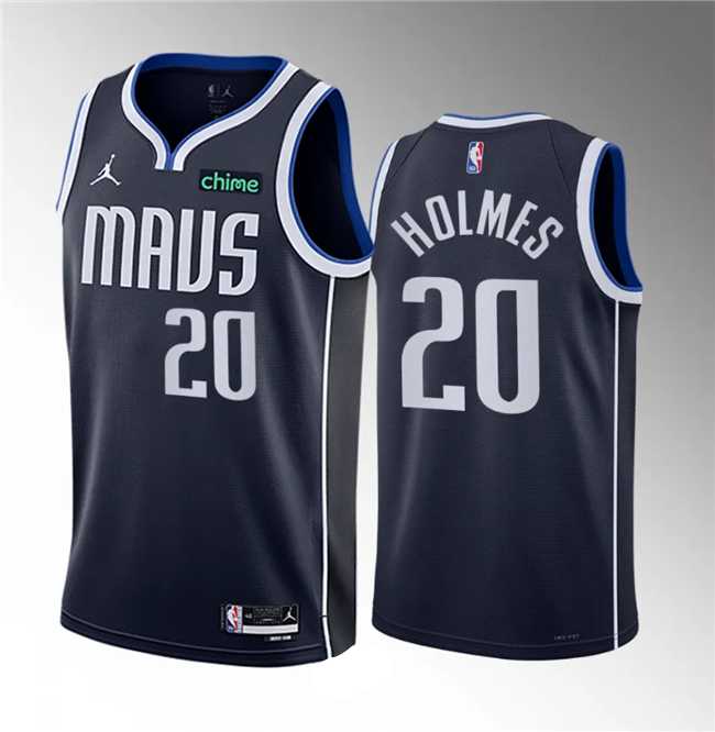 Mens Dallas Mavericks #20 Richaun Holmes Navy 2023 Draft Statement Edition Stitched Basketball Jersey